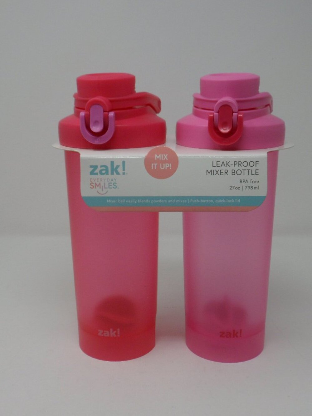 Zak Leak Proof Mixer Bottles Set Pink BPA Free 27oz